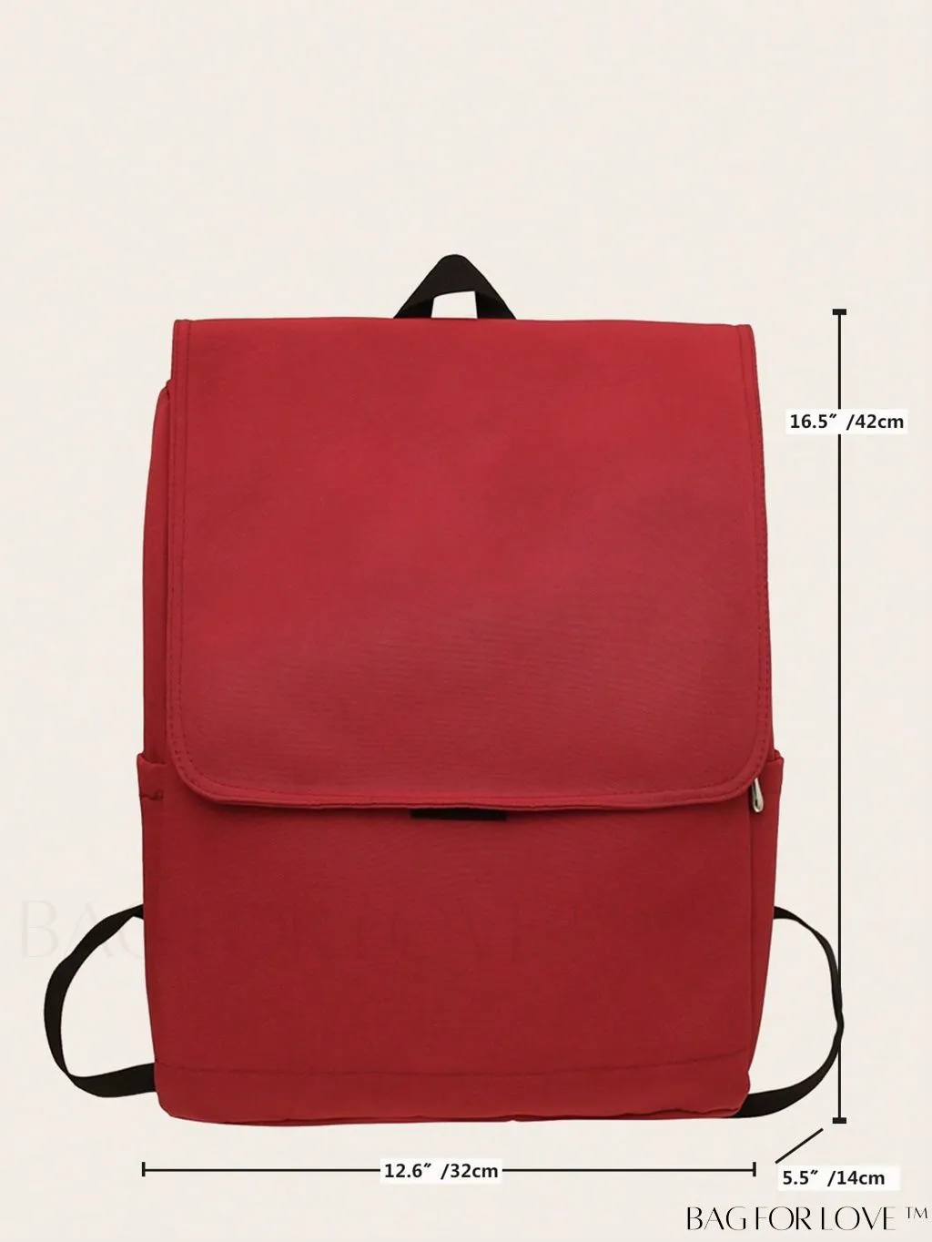 BagForLove - Oversized Red Flap Backpack - Ideal for Students in College, High School, and Outdoors