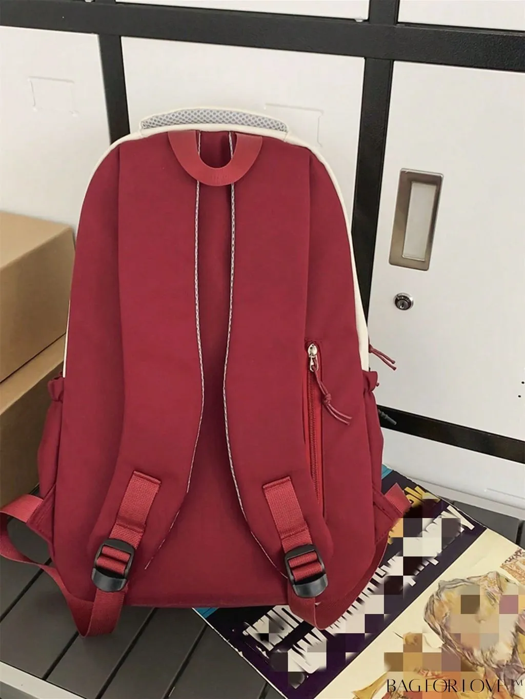 BagForLove - Preppy Two Tone Letter Graphic Oversized Classic Backpack