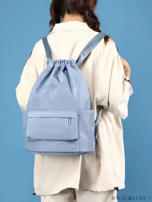 BagForLove - Stylish Drawstring Backpack with Decorative Front Patch Pocket