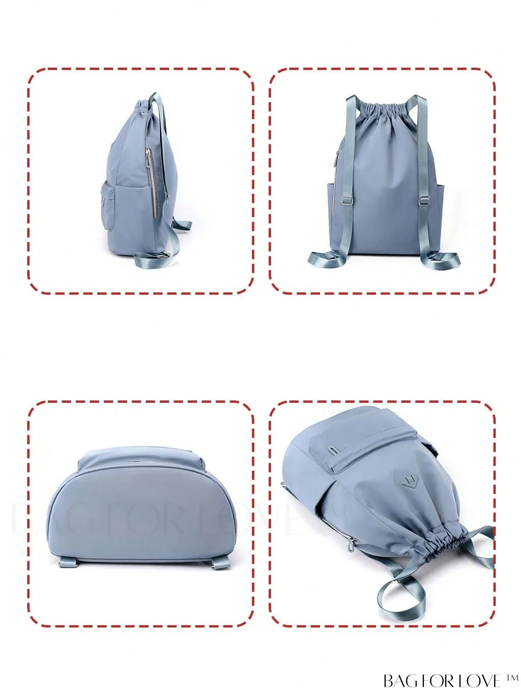 BagForLove - Stylish Drawstring Backpack with Decorative Front Patch Pocket
