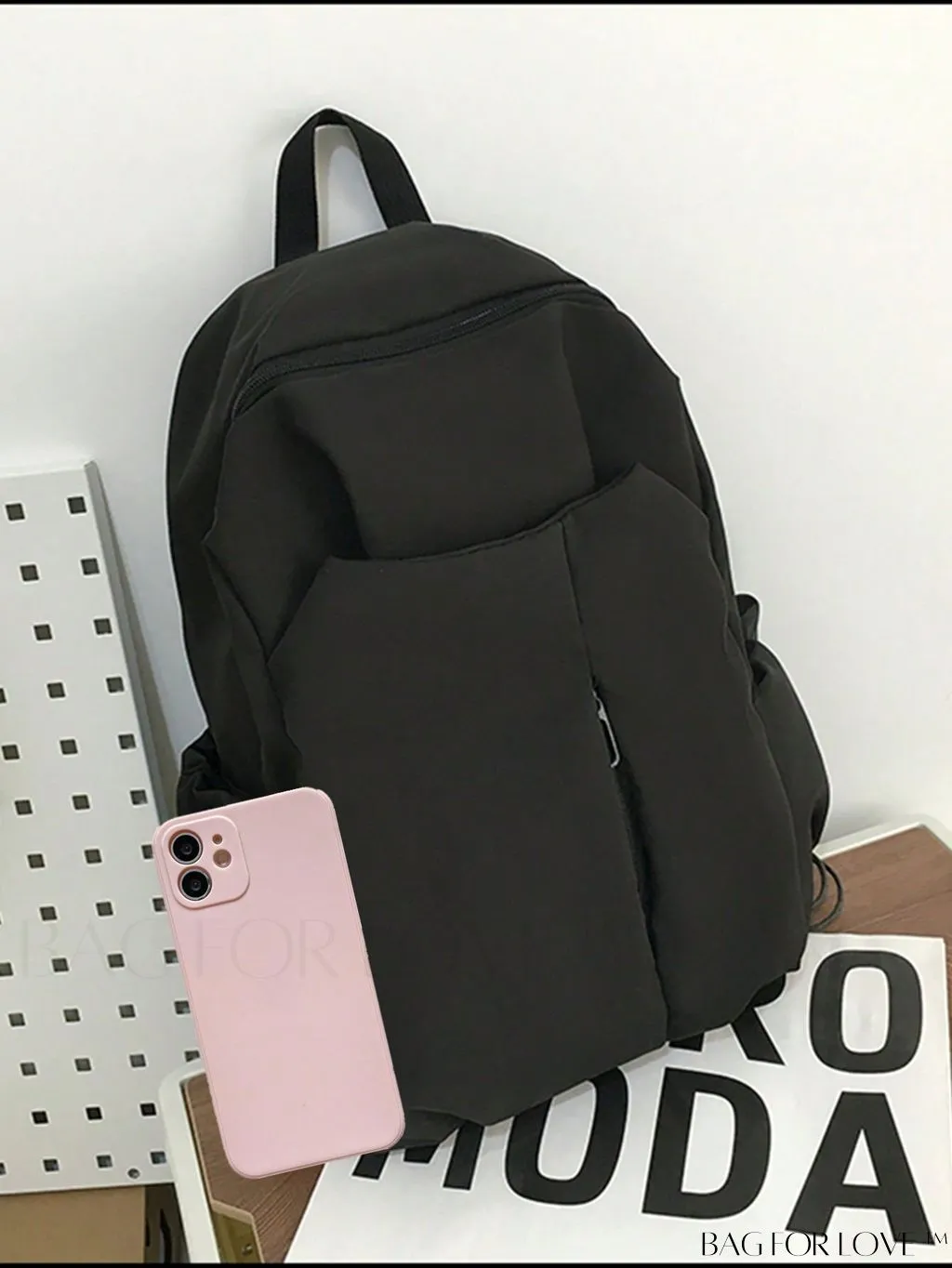 BagForLove - Stylish Zipper Front Classic Backpack - Spacious, Solid Color for Students