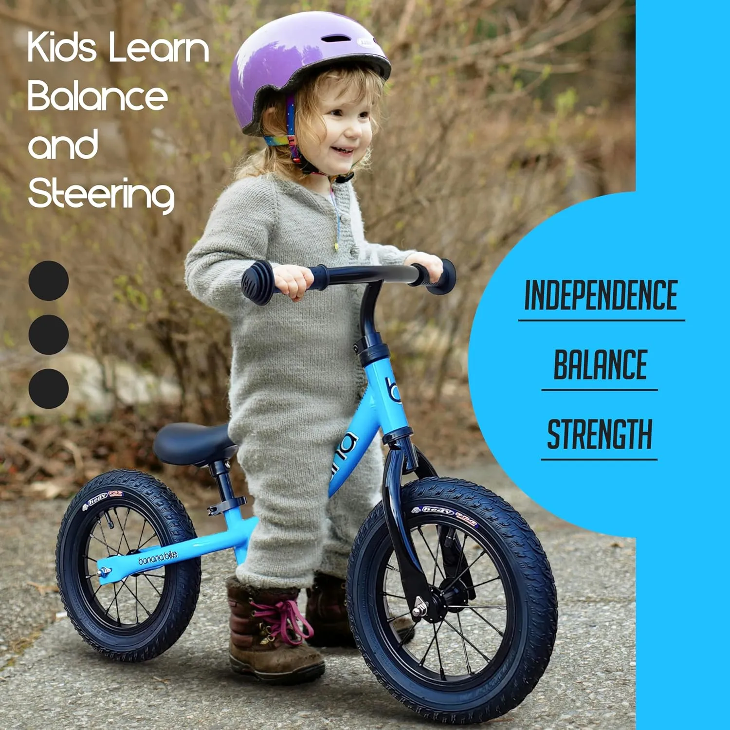 banana bike GT Lightweight Balancing Bike for 2-5 Year Old Boys and Girls - Alloy Steel Balance with Aluminium Frame, Adjustable Handlebar and Seat, No Pedal Bikes, 12" Wheels, Kids Training