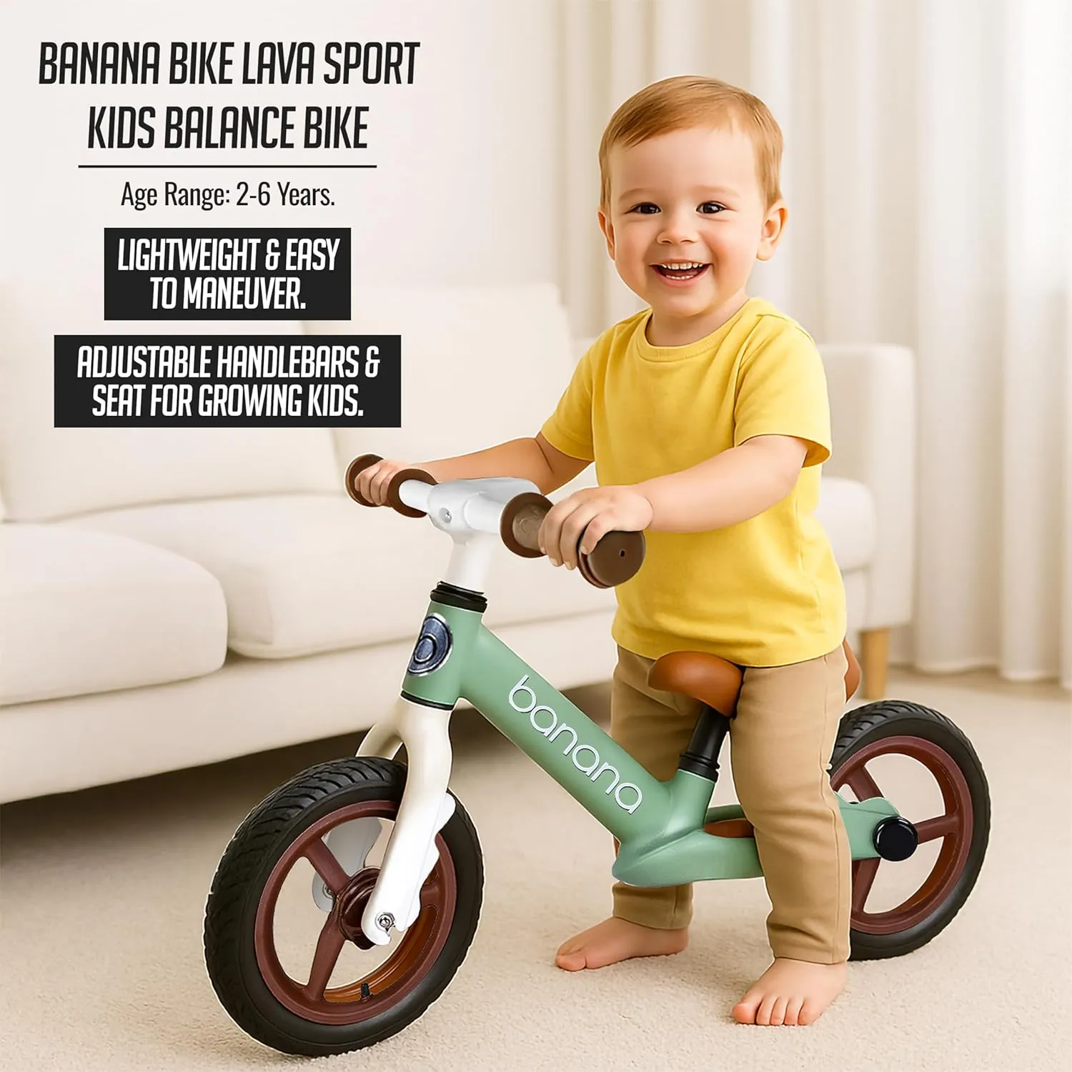 banana bike Lava Sport Kids Balance Bike - No Pedal Kids Bikes - Walking Bicycles - Beginner Lightweight Sports Training Bicycle for Boys and Girls - Age 2-6 - Adjustable Handlebar and Seat
