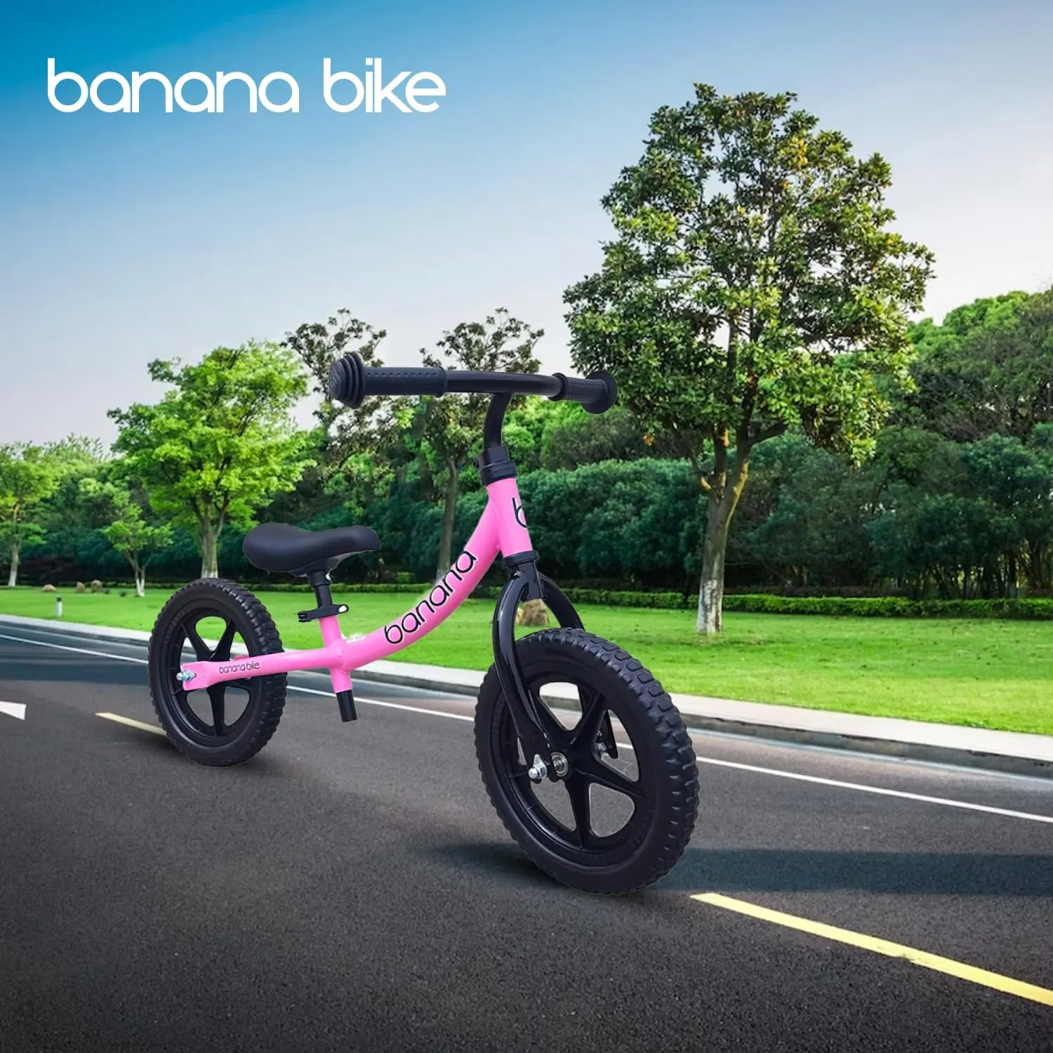 banana bike LT Balance Bike - Lightweight Toddler Bike for 2-5 Age - 33x18x24 No Pedal with Adjustable Handlebar and Seat - Durable Aluminum -Equipped with EVA Tires for Smooth Rides, Pink