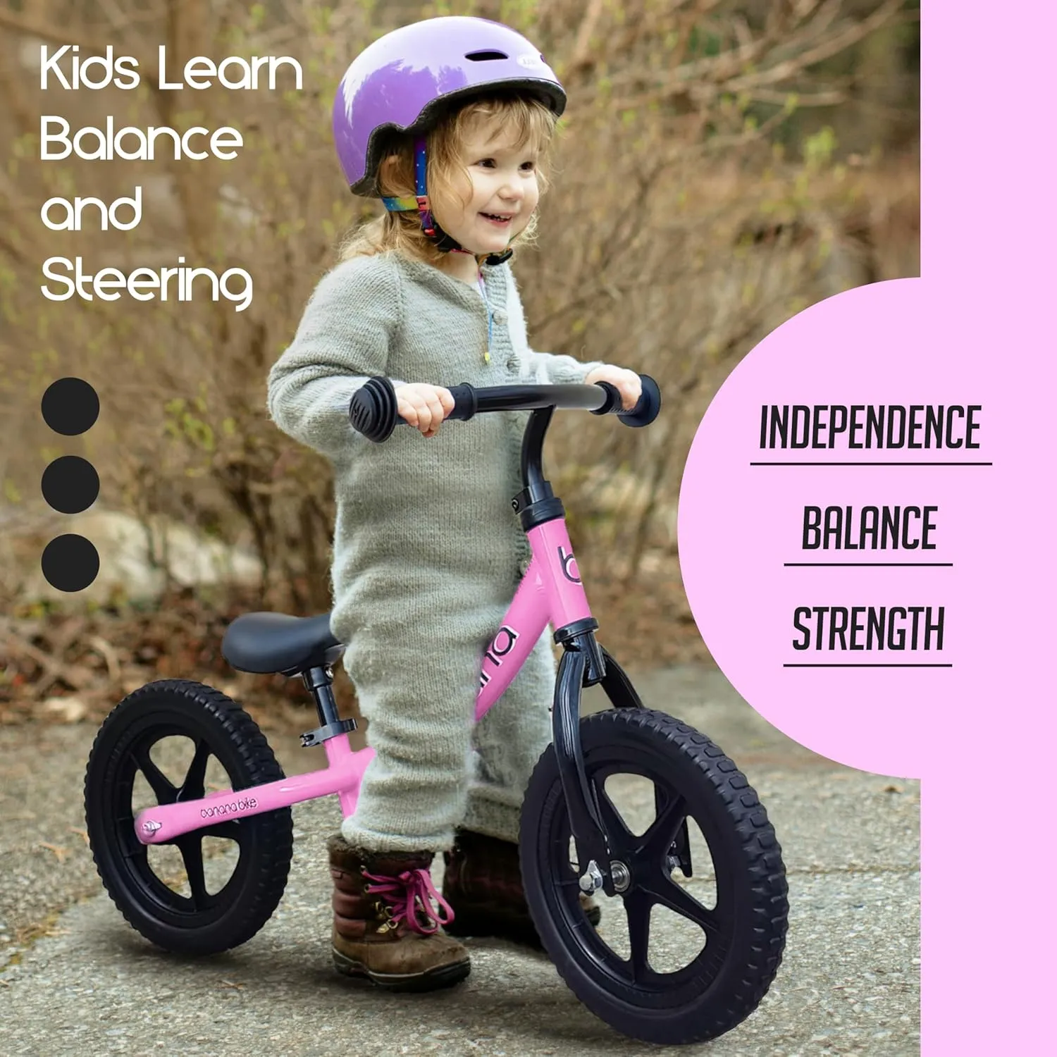 banana bike LT Balance Bike - Lightweight Toddler Bike for 2-5 Age - 33x18x24 No Pedal with Adjustable Handlebar and Seat - Durable Aluminum -Equipped with EVA Tires for Smooth Rides, Pink