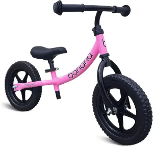 banana bike LT Balance Bike - Lightweight Toddler Bike for 2-5 Age - 33x18x24 No Pedal with Adjustable Handlebar and Seat - Durable Aluminum -Equipped with EVA Tires for Smooth Rides, Pink