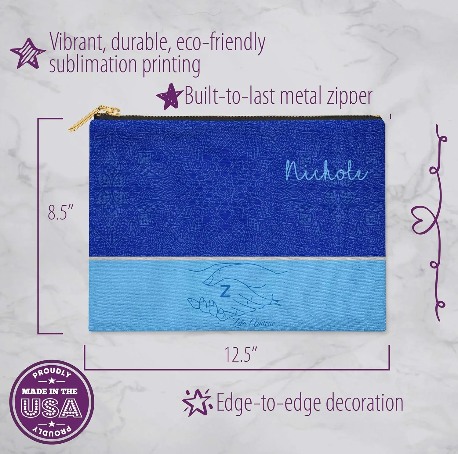 BBGreek Zeta Phi Beta Sorority Paraphernalia - Cosmetic Case, Makeup Pouch, Travel Bag Organizer Collection - Official Vendor