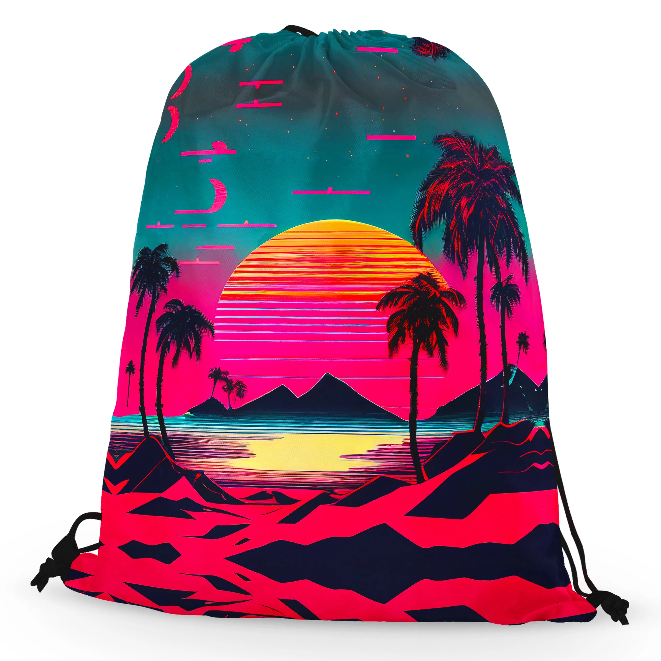 Beach Sunset Drawstring Bag
