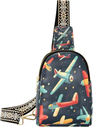 Beautiful Crossbody Bag, Adjustable Shoulder Strap Sling Bag for Women, Leather Shoulder Bag, Suitable for Gifts for Women or Sling Backpack (Aircraft Group)
