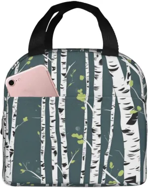 Beauty Birch Tree print Lunch Bag, Food Handbags Case, Leakproof Insulated, for Work/Picnic/Beach/Travel