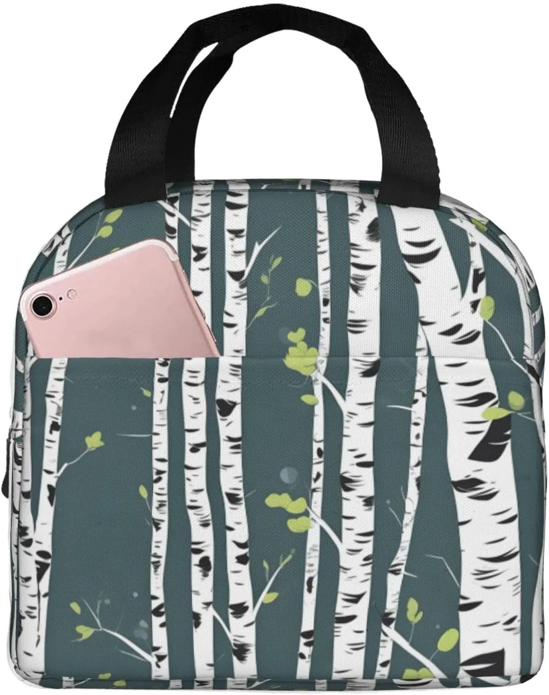 Beauty Birch Tree print Lunch Bag, Food Handbags Case, Leakproof Insulated, for Work/Picnic/Beach/Travel