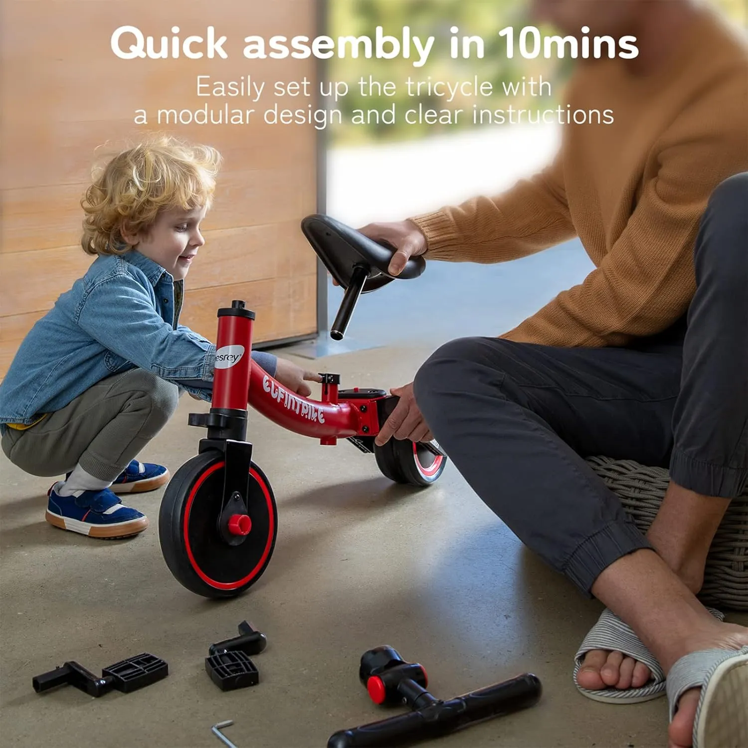 besrey 5 in 1 Toddler Bike for 1 Year to 4 Years Old Kids, Toddler Tricycle Kids Trikes Tricycle, Toys for Boy & Girl, Balance Training, Removable Pedals