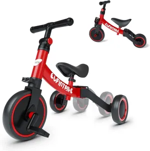besrey 5 in 1 Toddler Bike for 1 Year to 4 Years Old Kids, Toddler Tricycle Kids Trikes Tricycle, Toys for Boy & Girl, Balance Training, Removable Pedals