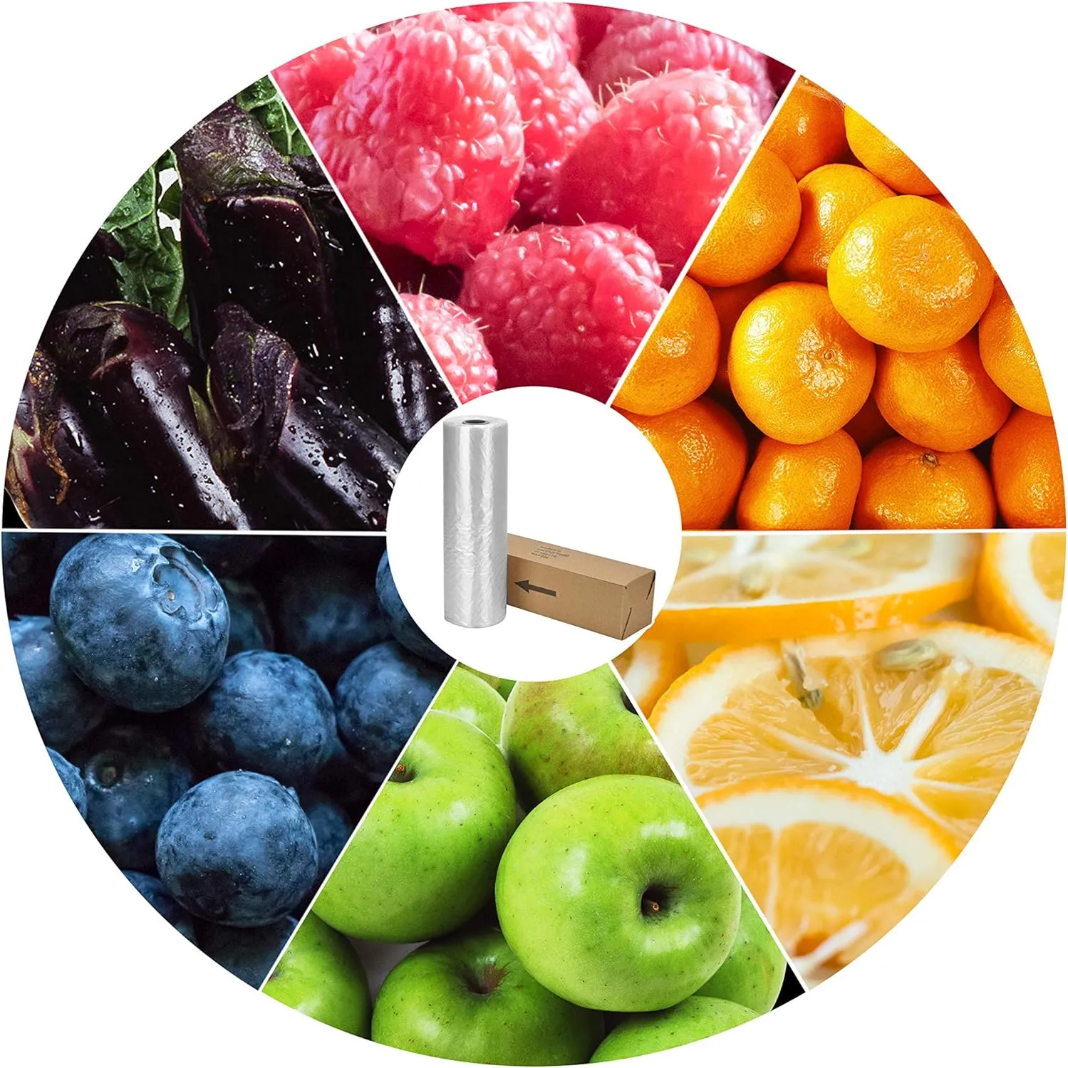 BESTEASY Produce Bags, Clear Plastic - 12" x 16", Durable, Bread, Fruits, Vegetable - 350 Bags/Roll (1 Roll)