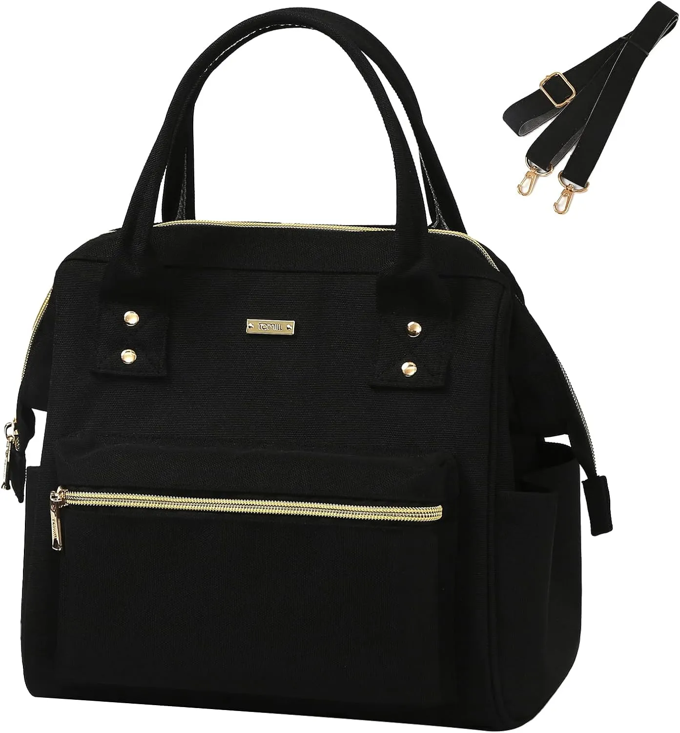 Bicolor Lunch Bag Lunch Box for Women Men Adult with Shoulder Strap Reusable Insulated Lunch Tote Bag Large Capacity Leakproof Cooler Lunch Containers for Work Picnic Camping Travel Handbags