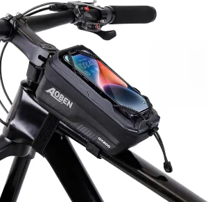 Bike Bicycle Phone Front Frame Bag for Mountain Bike Road Bike, EVA Hard Casing Bike Phone Holder Bike Phone Mount for MTB, Bike Bicycle Accessories for Cell Phone Under 6.8 Inches (Gray)