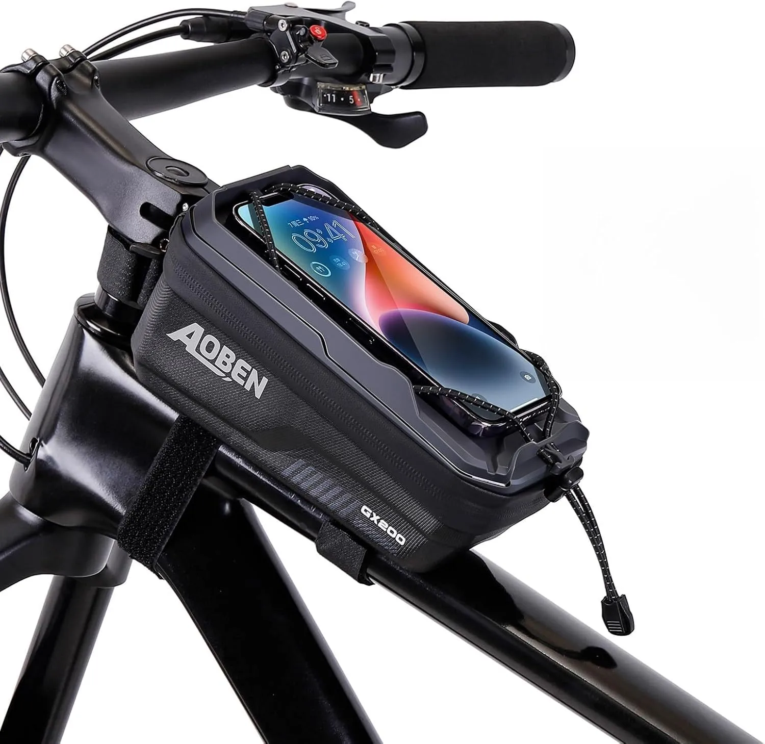 Bike Bicycle Phone Front Frame Bag for Mountain Bike Road Bike, EVA Hard Casing Bike Phone Holder Bike Phone Mount for MTB, Bike Bicycle Accessories for Cell Phone Under 6.8 Inches (Gray)