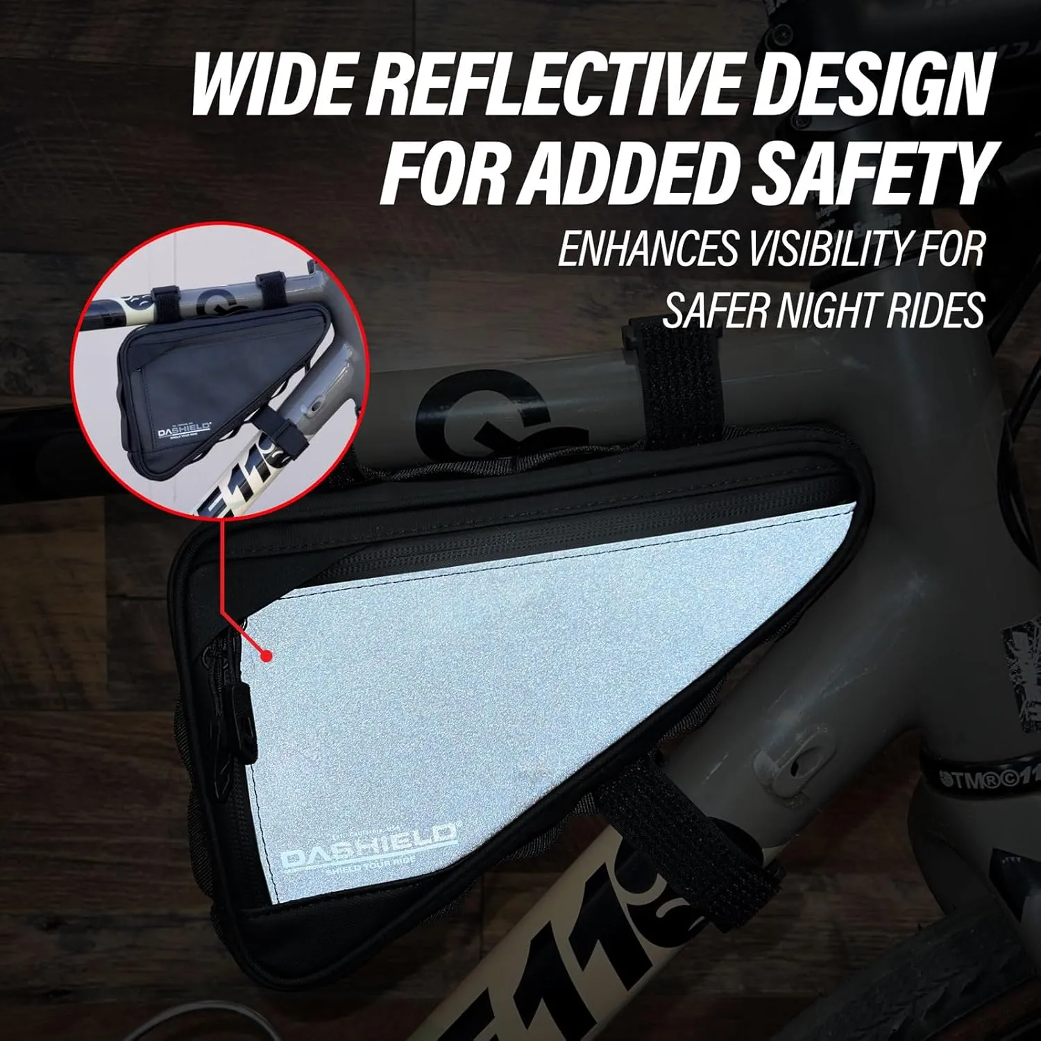Bike Frame Bag Two Side Pockets Waterproof Reflective Bicycle Triangle Pouch, Storage Bag Strap-On, Mountain Road Bike MTB Cycling Bike Acessories, 2L