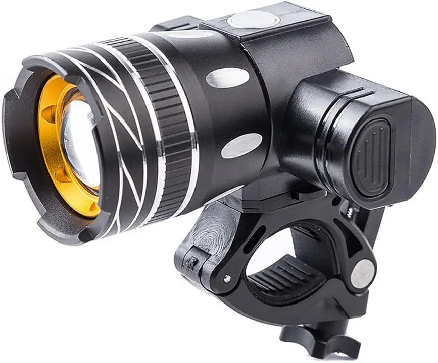 Bike Front Head USB Reable Flash Zoomable with 3 Modes for 22-28mm Diameter Handlebar Mountain Road Bike