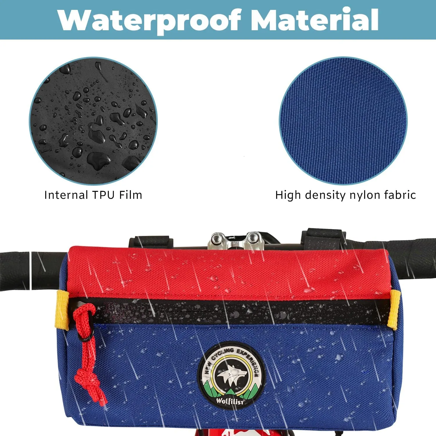 Bike Handlebar Bag, Bicycle Front Bag, Kids Handle Bar Bag, Storage Bag with Shoulder Strap for Men Women Kids Outdoor Road MTB Cycling(Blue   Red)