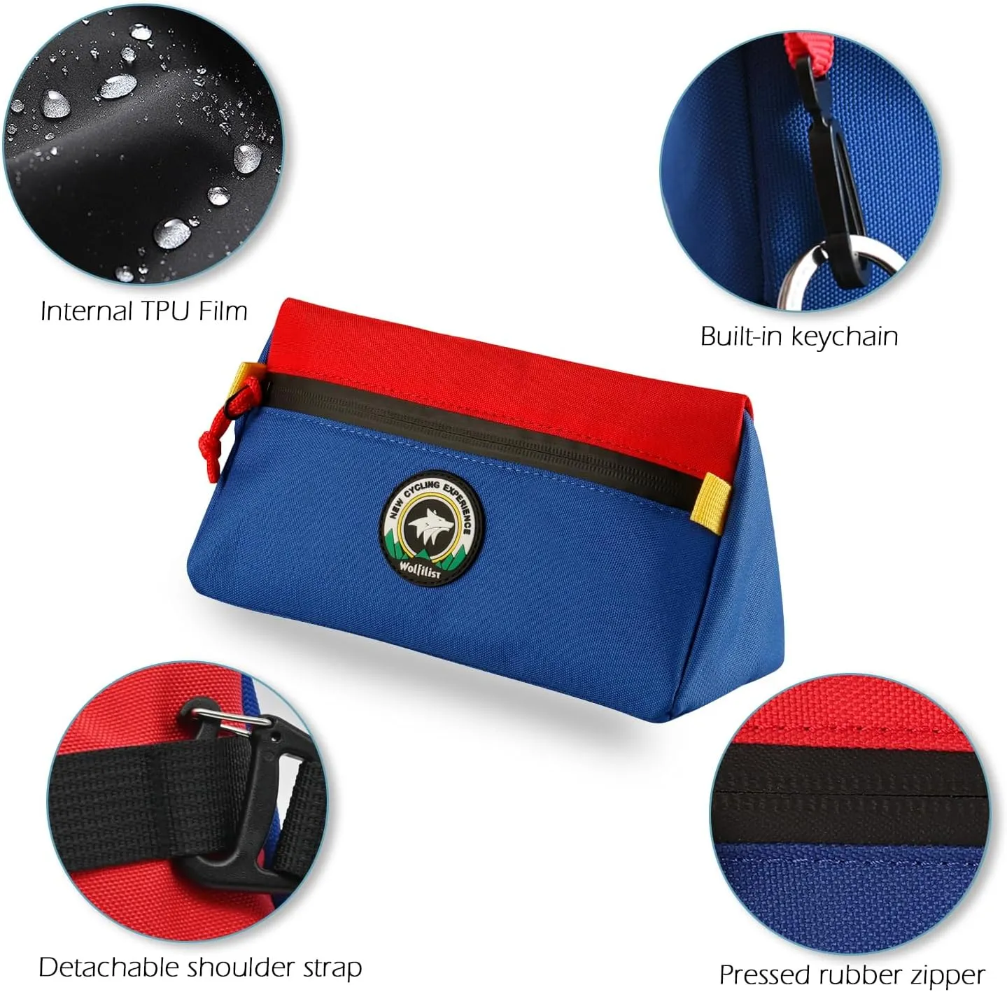 Bike Handlebar Bag, Bicycle Front Bag, Kids Handle Bar Bag, Storage Bag with Shoulder Strap for Men Women Kids Outdoor Road MTB Cycling(Blue   Red)