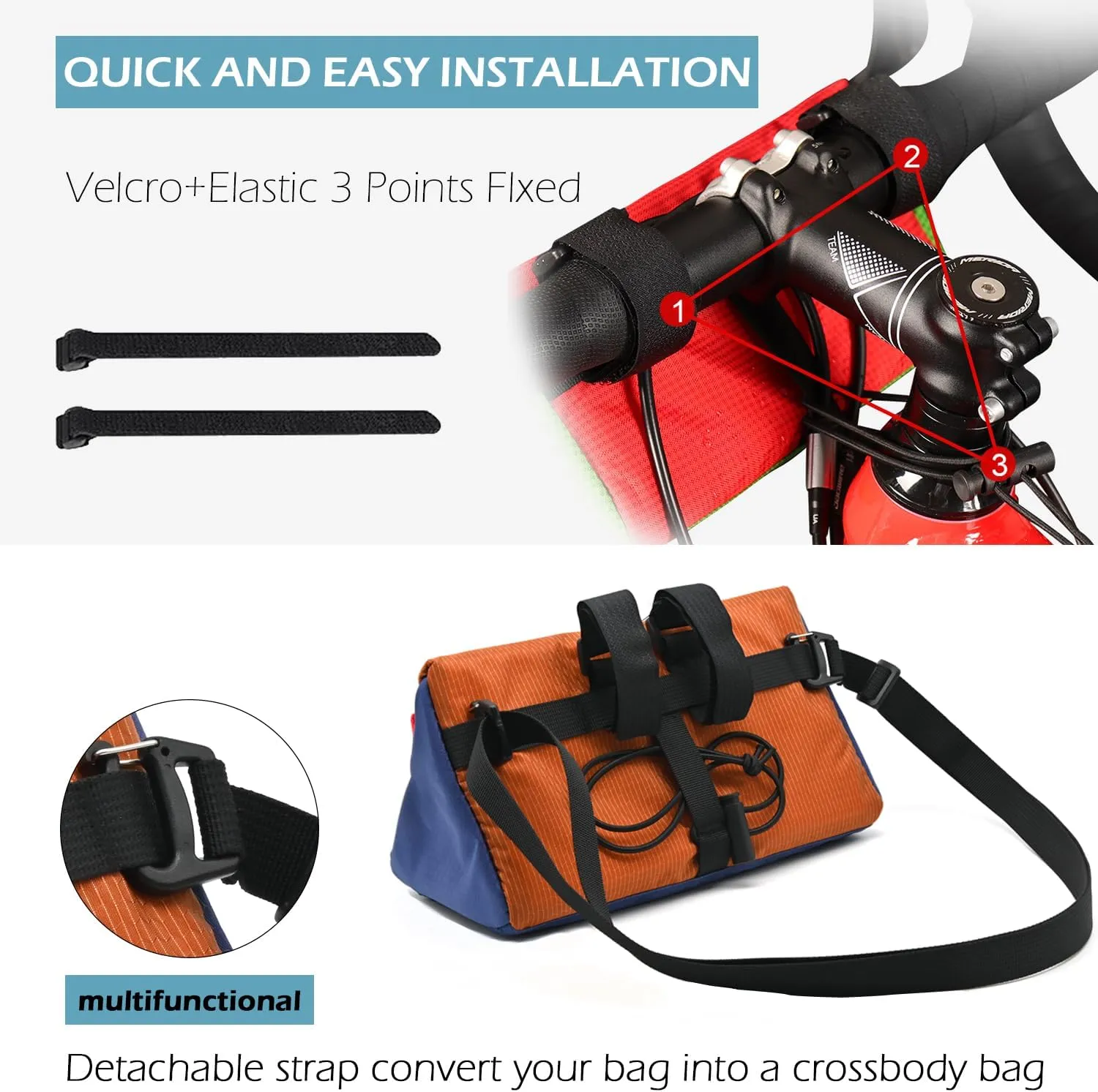 Bike Handlebar Bag, Bicycle Front Bag, Kids Handle Bar Bag, Storage Bag with Shoulder Strap for Men Women Kids Outdoor Road MTB Cycling(Purple Brown)
