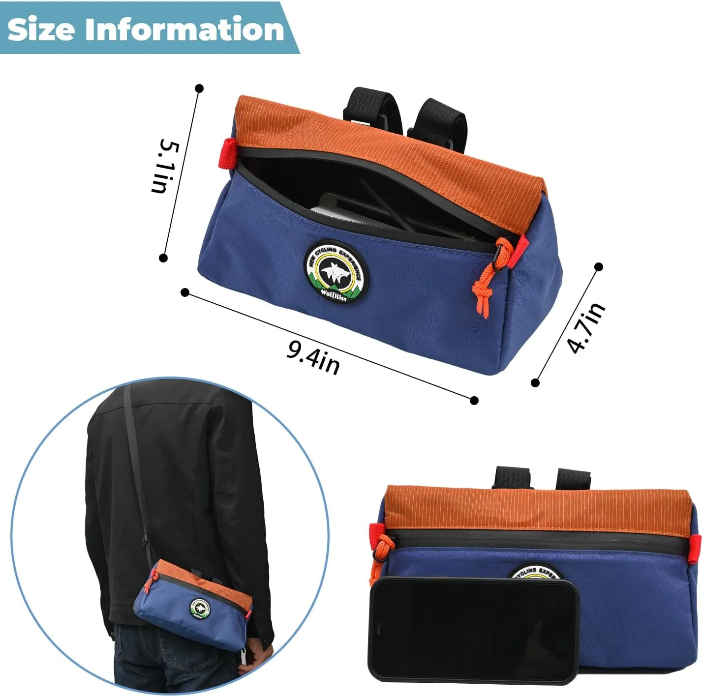 Bike Handlebar Bag, Bicycle Front Bag, Kids Handle Bar Bag, Storage Bag with Shoulder Strap for Men Women Kids Outdoor Road MTB Cycling(Purple Brown)