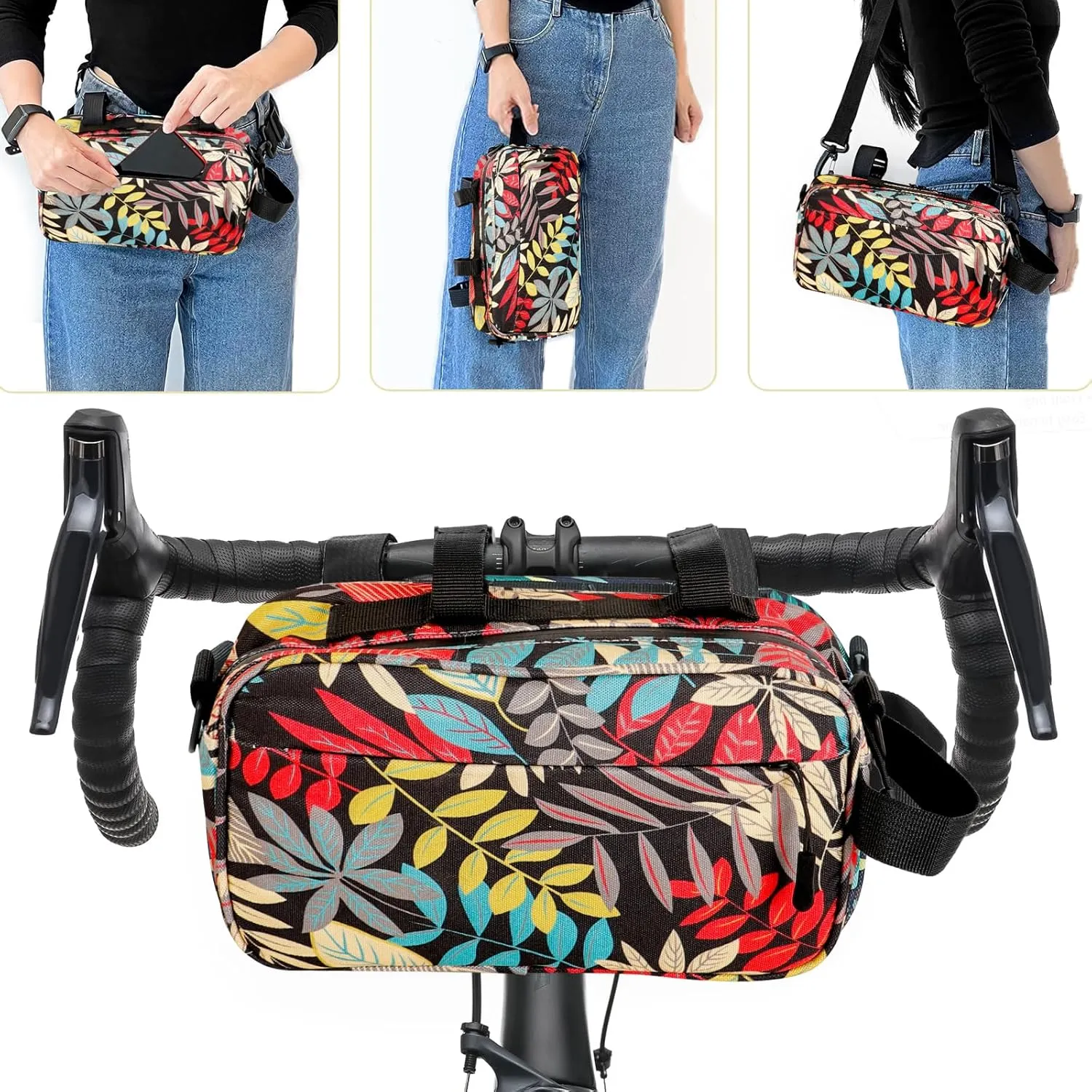 Bike Handlebar Bag, Bike Bag for Bicycles, Waterproof Bike Frame Bag with Shoulder Strap, Scooter Bag, Bike Storage Bag, Shoulder Bag for Mountain Road Bike Accessories