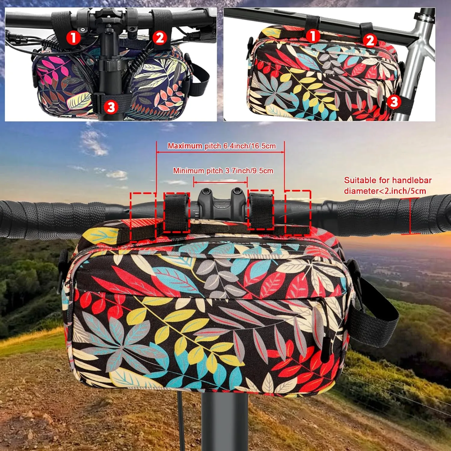 Bike Handlebar Bag, Bike Bag for Bicycles, Waterproof Bike Frame Bag with Shoulder Strap, Scooter Bag, Bike Storage Bag, Shoulder Bag for Mountain Road Bike Accessories