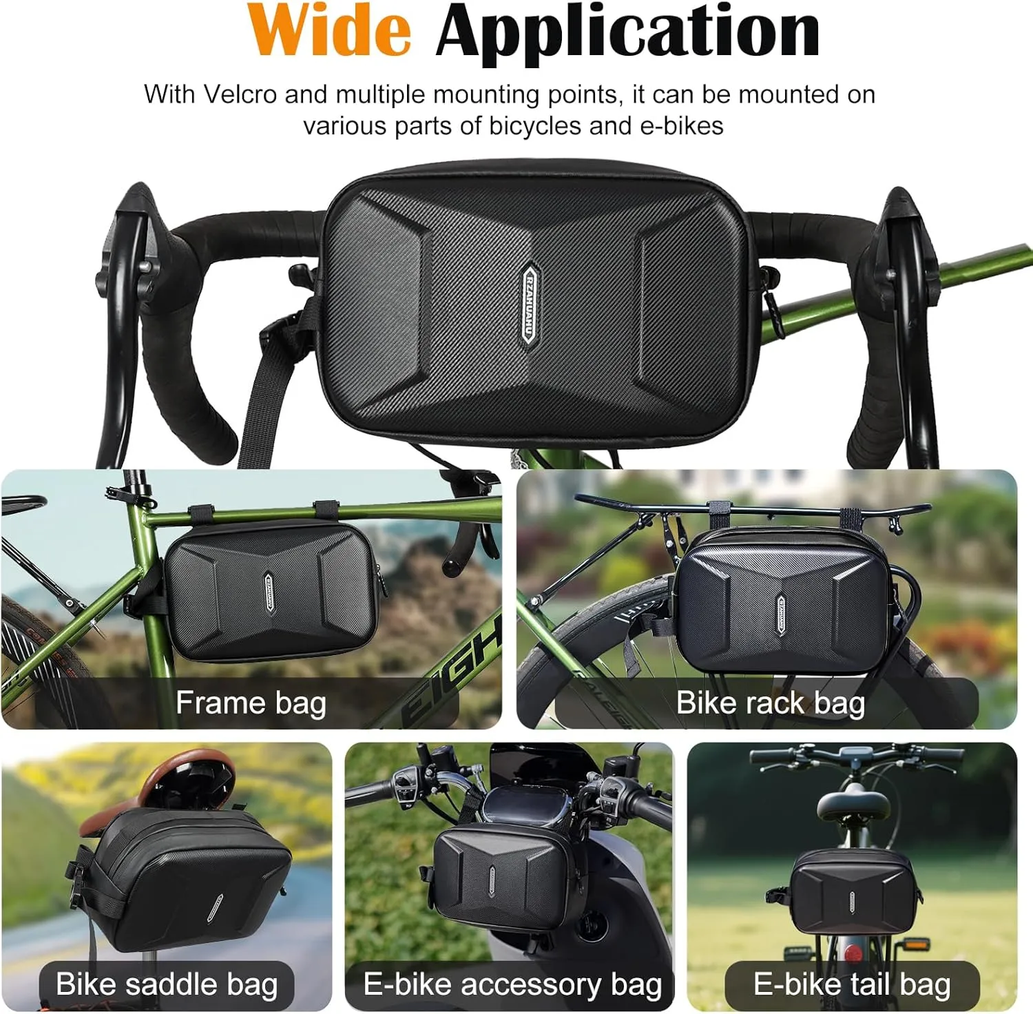 Bike Handlebar Bag, EVA Waterproof Bike Front Bag, 3.2L Bicycle Frame Storage Bag Waist Shoulder Bag, Bike Pouch for Road Mountain Bicycle Cycling Travel Hiking