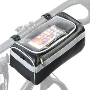 Bike Handlebar Bag for Phone - Top Tube Cycling Accessories with Waterproof Transparent Pouch for Adult Mountain and Road Bicycles with Reflective Material for Safety - Bikepacking Front Bag