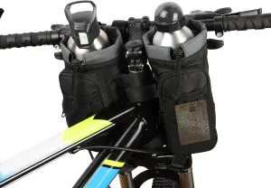 Bike Handlebar Bag Lightweight Waterproof Front Frame Water Bottle Holder Bag Large-Capacity Insulated Handlebar Bottle Cup Bag for Road Mountain Bicycle Outdoor Cycling Travel 2PCS
