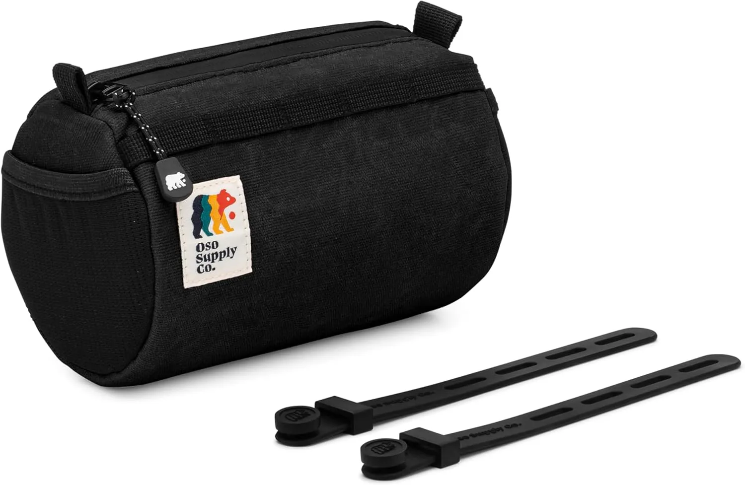 Bike Handlebar Bag – Waxed Canvas Exterior with Quick-Access Waterproof Zipper, Side Mesh Pockets and Spacious Storage – Ideal for Cycling, Commuting and Adventure Rides (Black)