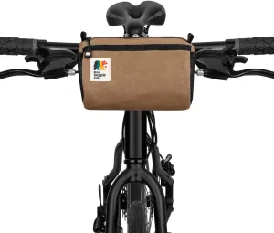 Bike Handlebar Bag – Waxed Canvas Exterior with Quick-Access Waterproof Zipper, Side Mesh Pockets and Spacious Storage – Ideal for Cycling, Commuting and Adventure Rides (Brown)
