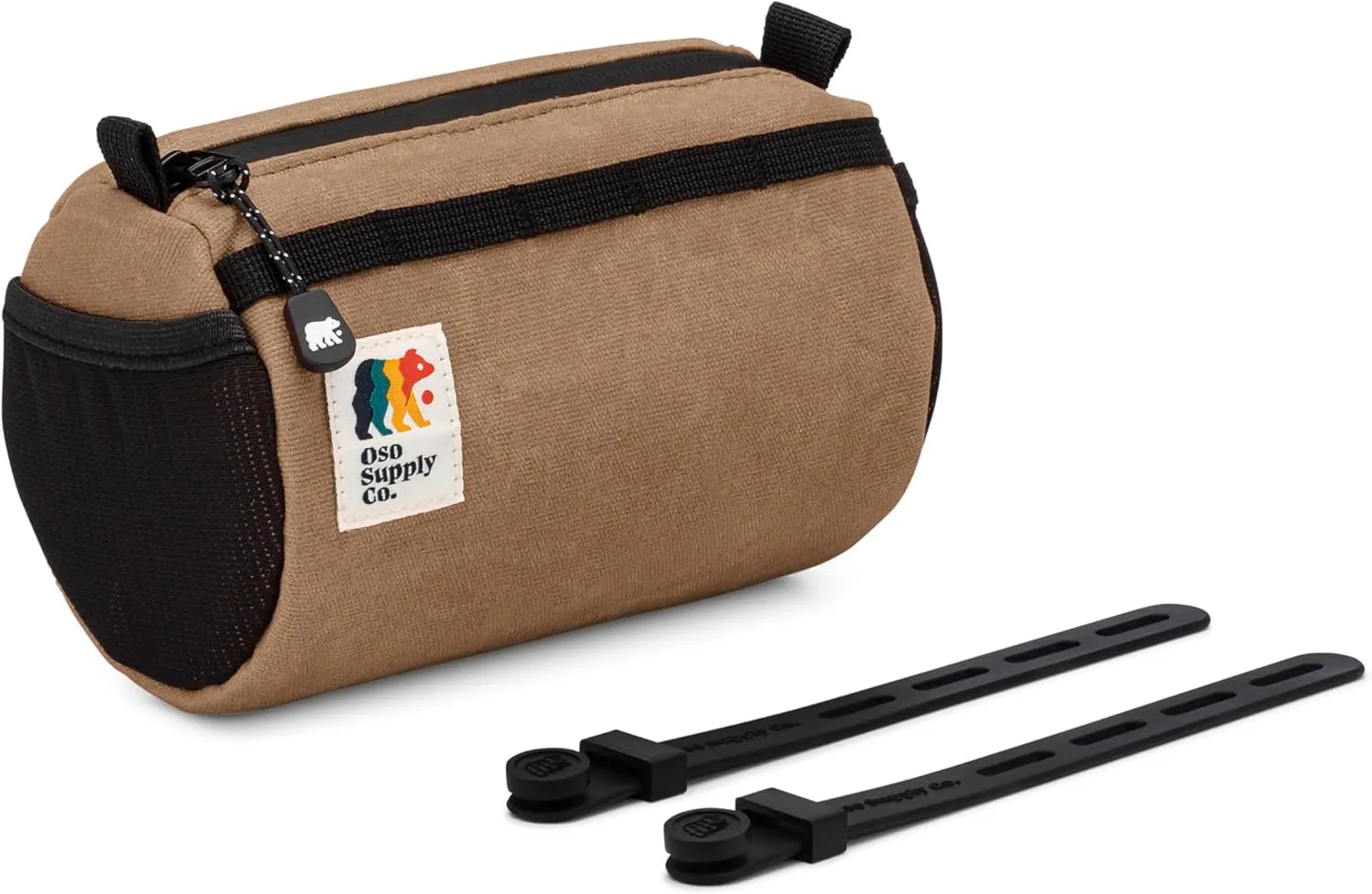 Bike Handlebar Bag – Waxed Canvas Exterior with Quick-Access Waterproof Zipper, Side Mesh Pockets and Spacious Storage – Ideal for Cycling, Commuting and Adventure Rides (Brown)
