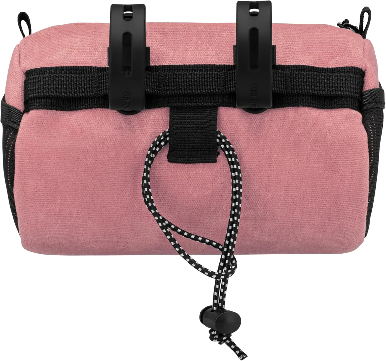 Bike Handlebar Bag – Waxed Canvas Exterior with Quick-Access Waterproof Zipper, Side Mesh Pockets and Spacious Storage – Ideal for Cycling, Commuting and Adventure Rides (Coral)