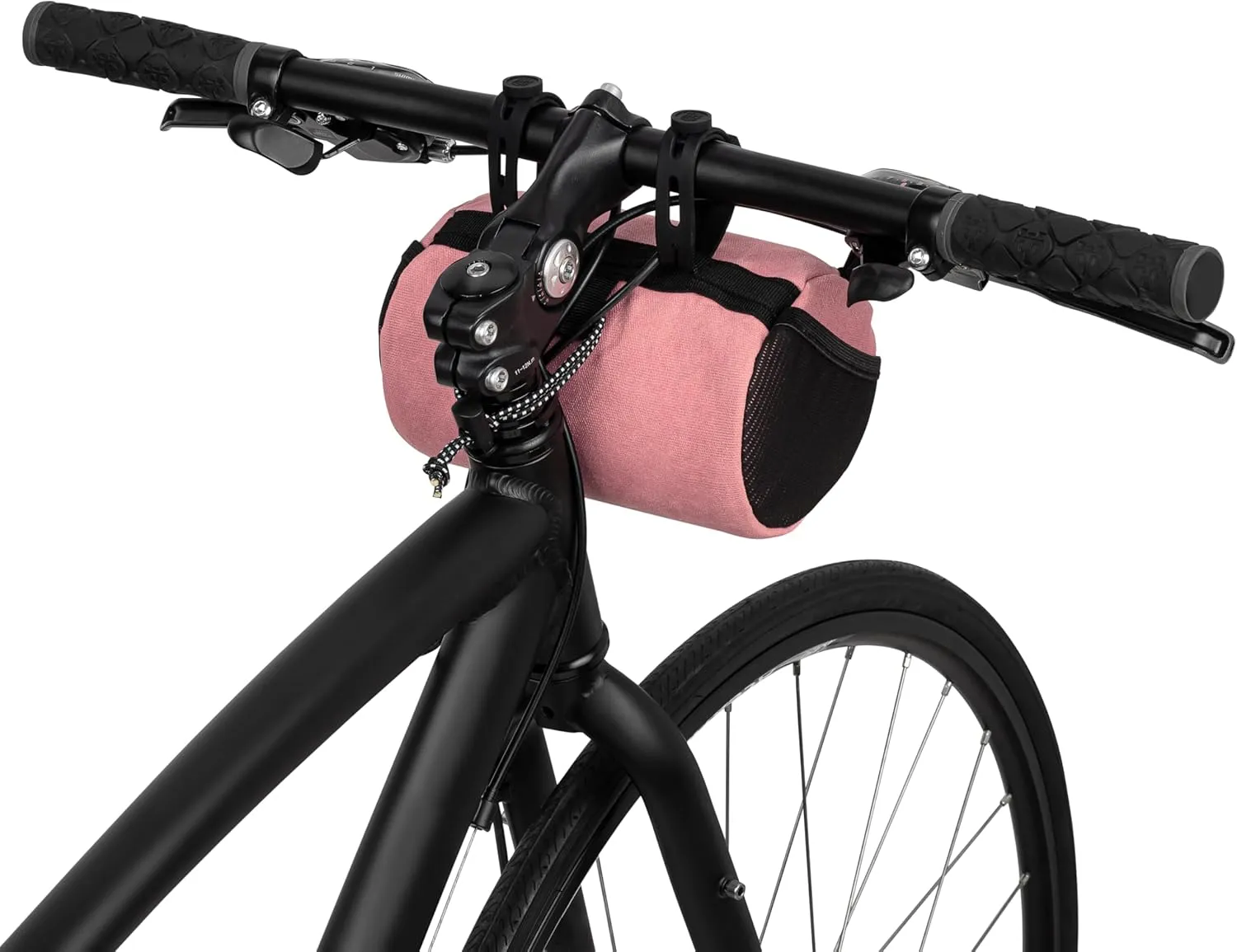 Bike Handlebar Bag – Waxed Canvas Exterior with Quick-Access Waterproof Zipper, Side Mesh Pockets and Spacious Storage – Ideal for Cycling, Commuting and Adventure Rides (Coral)