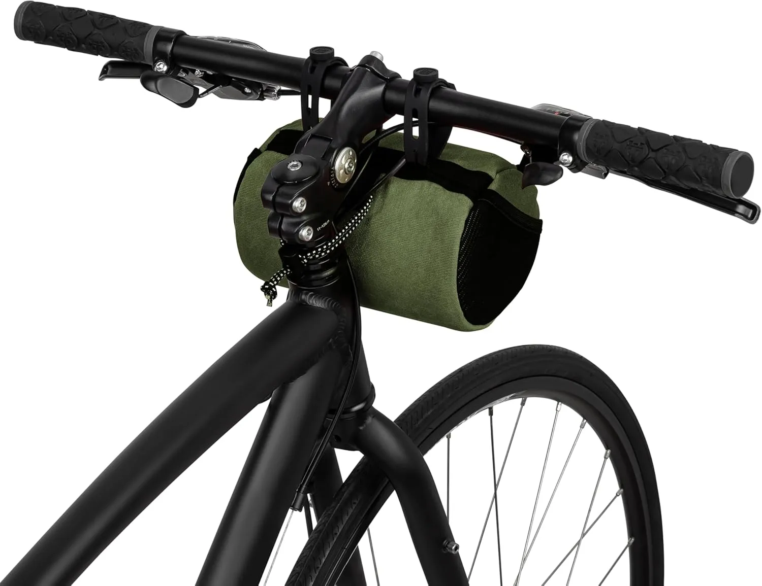 Bike Handlebar Bag – Waxed Canvas Exterior with Quick-Access Waterproof Zipper, Side Mesh Pockets and Spacious Storage – Ideal for Cycling, Commuting and Adventure Rides (Olive Green)