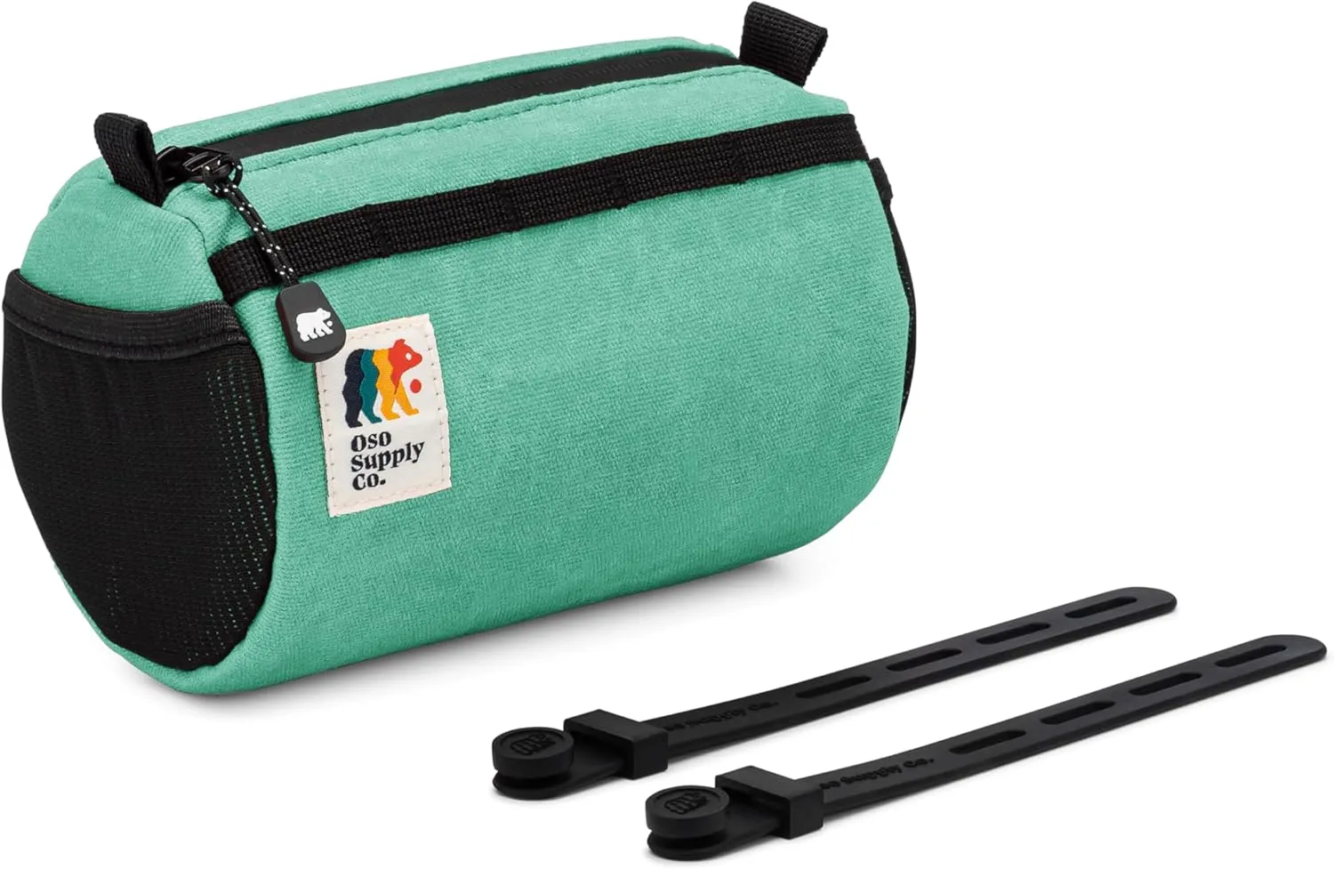 Bike Handlebar Bag – Waxed Canvas Exterior with Quick-Access Waterproof Zipper, Side Mesh Pockets and Spacious Storage – Ideal for Cycling, Commuting and Adventure Rides (Turquoise)