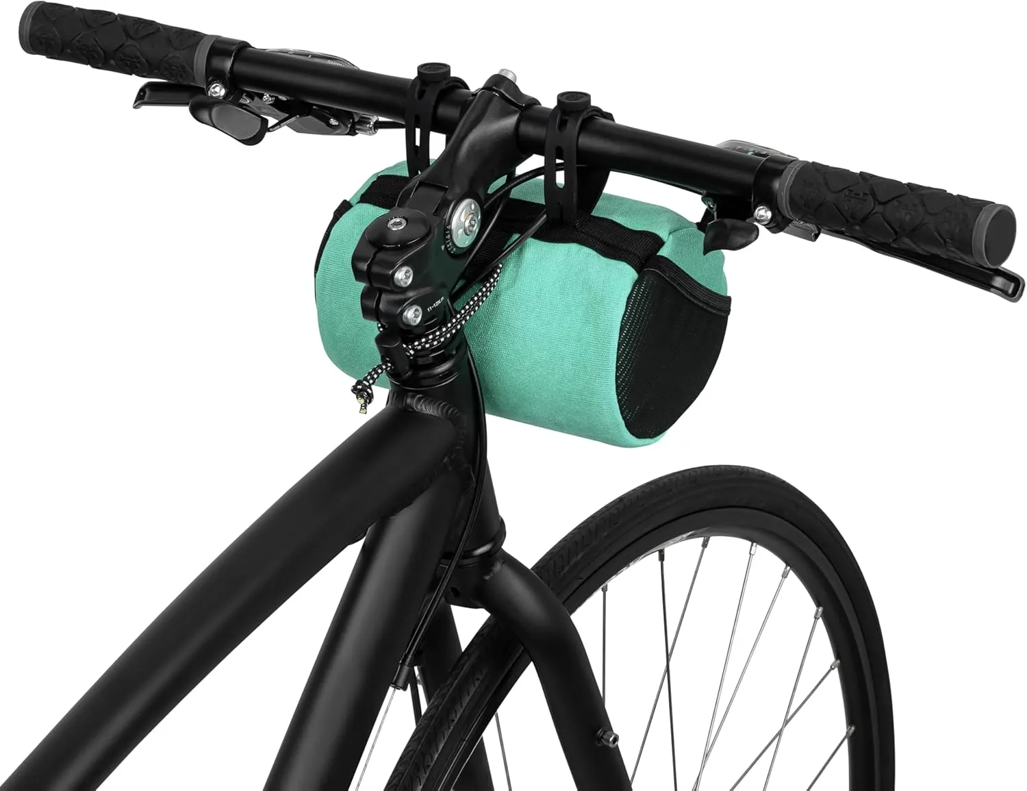 Bike Handlebar Bag – Waxed Canvas Exterior with Quick-Access Waterproof Zipper, Side Mesh Pockets and Spacious Storage – Ideal for Cycling, Commuting and Adventure Rides (Turquoise)