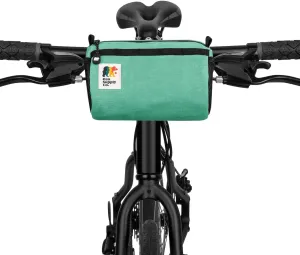 Bike Handlebar Bag – Waxed Canvas Exterior with Quick-Access Waterproof Zipper, Side Mesh Pockets and Spacious Storage – Ideal for Cycling, Commuting and Adventure Rides (Turquoise)