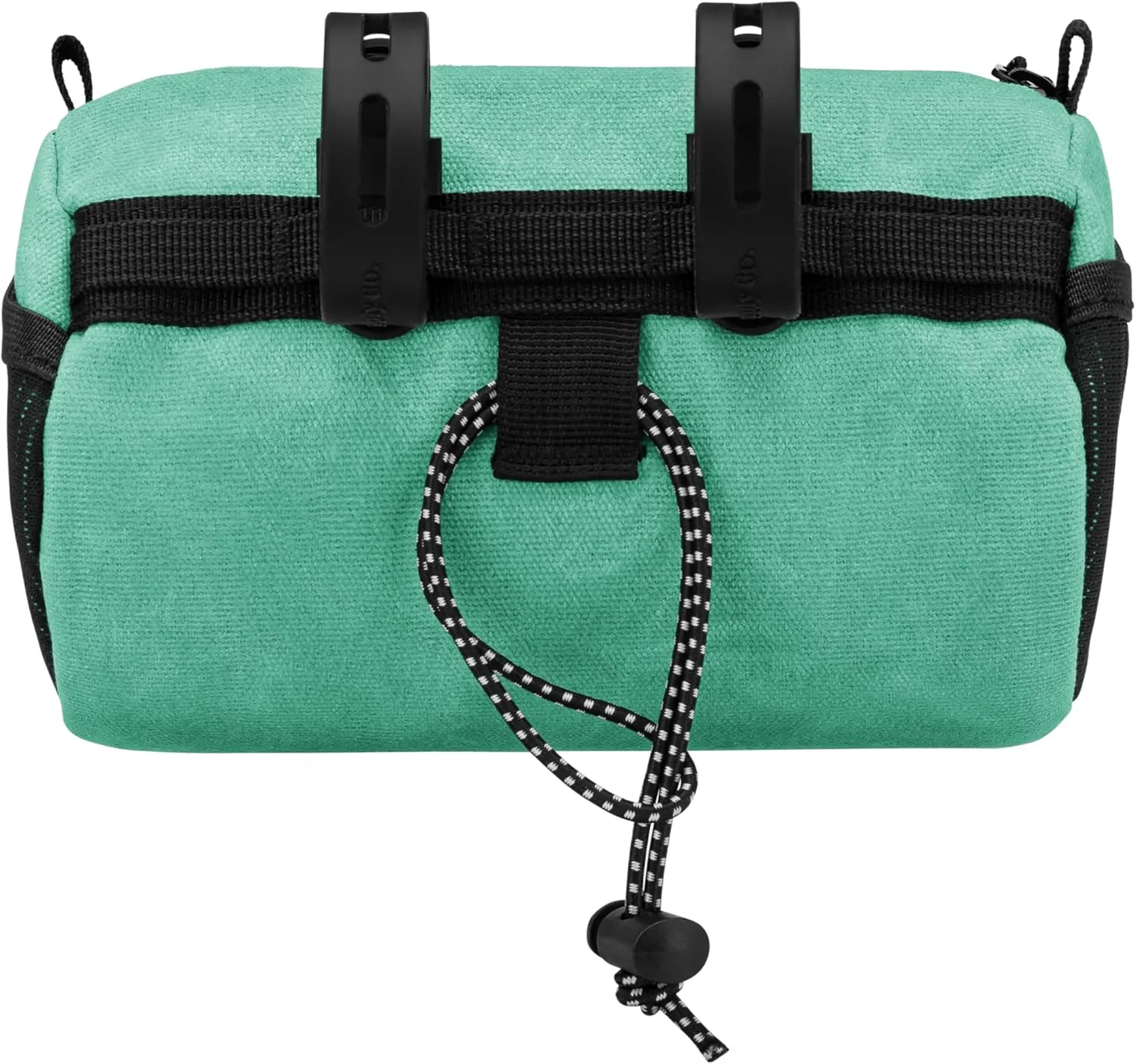 Bike Handlebar Bag – Waxed Canvas Exterior with Quick-Access Waterproof Zipper, Side Mesh Pockets and Spacious Storage – Ideal for Cycling, Commuting and Adventure Rides (Turquoise)