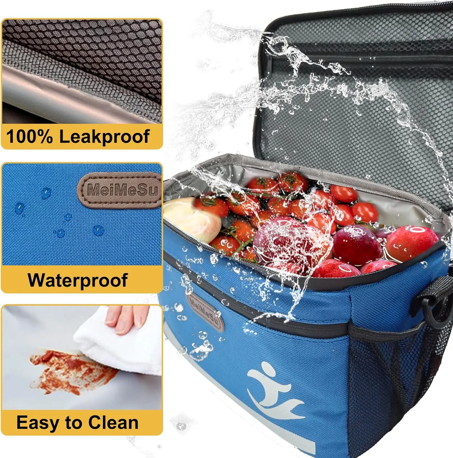 Bike Handlebar Bag with Touch Screen Phone Holder, Waterproof Front Basket, Insulated Cooler Lunch Bag