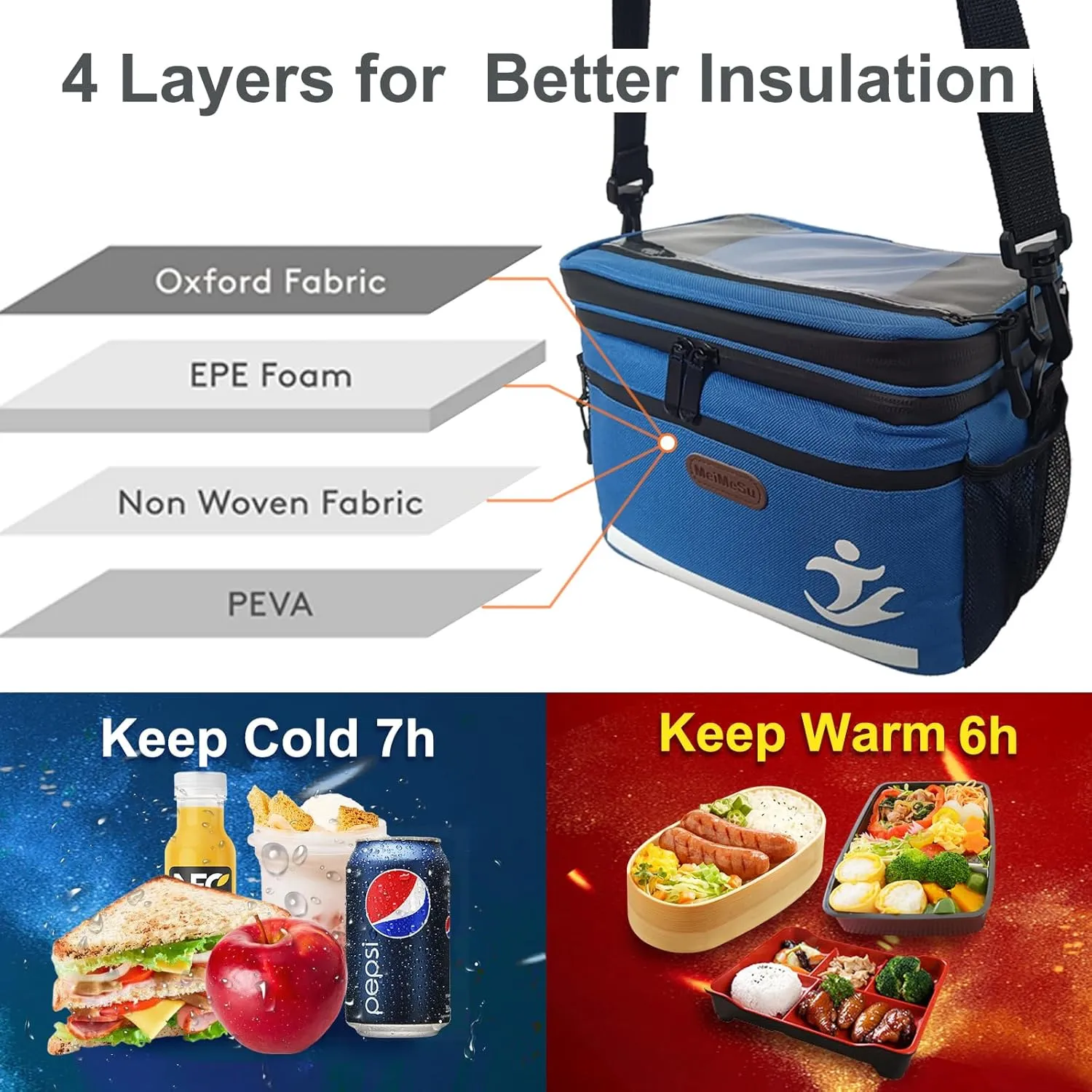 Bike Handlebar Bag with Touch Screen Phone Holder, Waterproof Front Basket, Insulated Cooler Lunch Bag