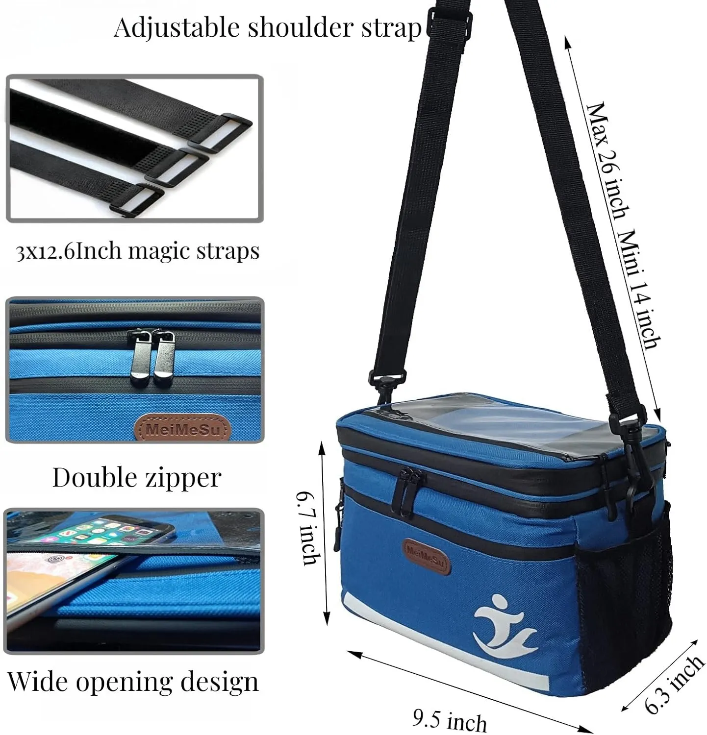 Bike Handlebar Bag with Touch Screen Phone Holder, Waterproof Front Basket, Insulated Cooler Lunch Bag
