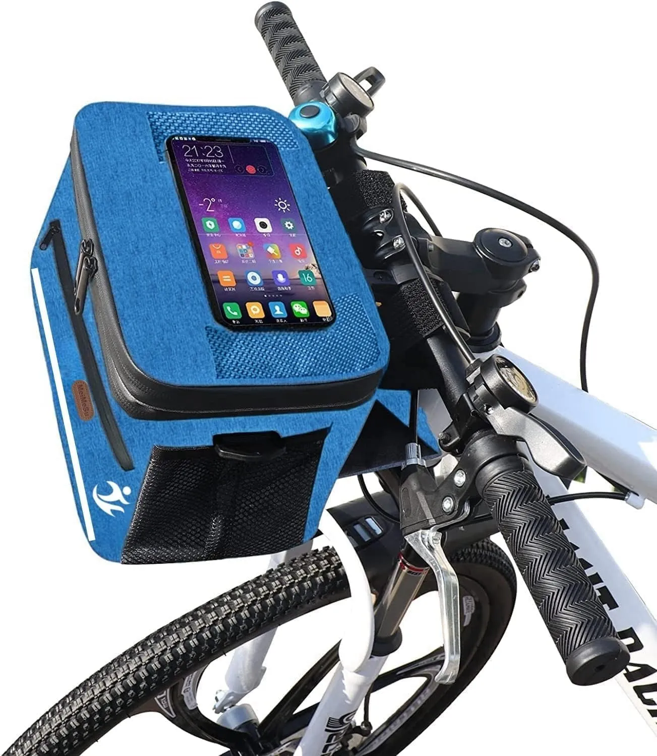 Bike Handlebar Bag with Touch Screen Phone Holder, Waterproof Front Basket, Insulated Cooler Lunch Bag