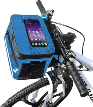 Bike Handlebar Bag with Touch Screen Phone Holder, Waterproof Front Basket, Insulated Cooler Lunch Bag