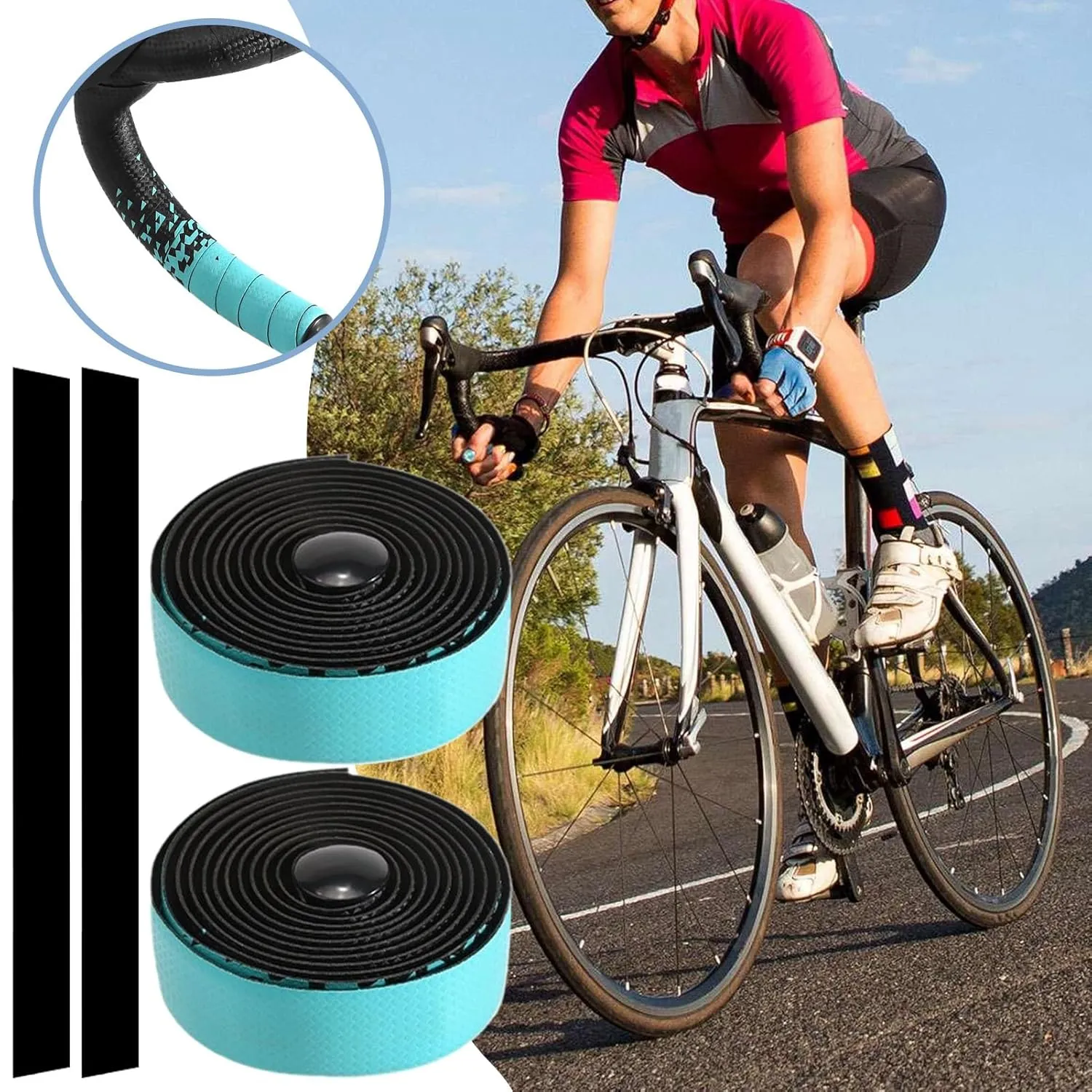 Bike Handlebar Tape - Really Long Bike Handlebar Tape | Bicycles Drop Bar Handle Wrap | Extra Sticky, Shock-Absorbing, Weather-Resistant, Cycling Accessories for Road Mountain Commuting