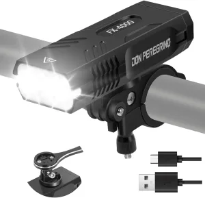 Bike Lights for Night Riding 4000 Lumens – Aluminum Casing, IP65 Waterproof, USB-C Rechargeable, 6 Steady/Flash Modes, Quick Release Mount, DON PEREGRINO FX-4000 Front Bike Light