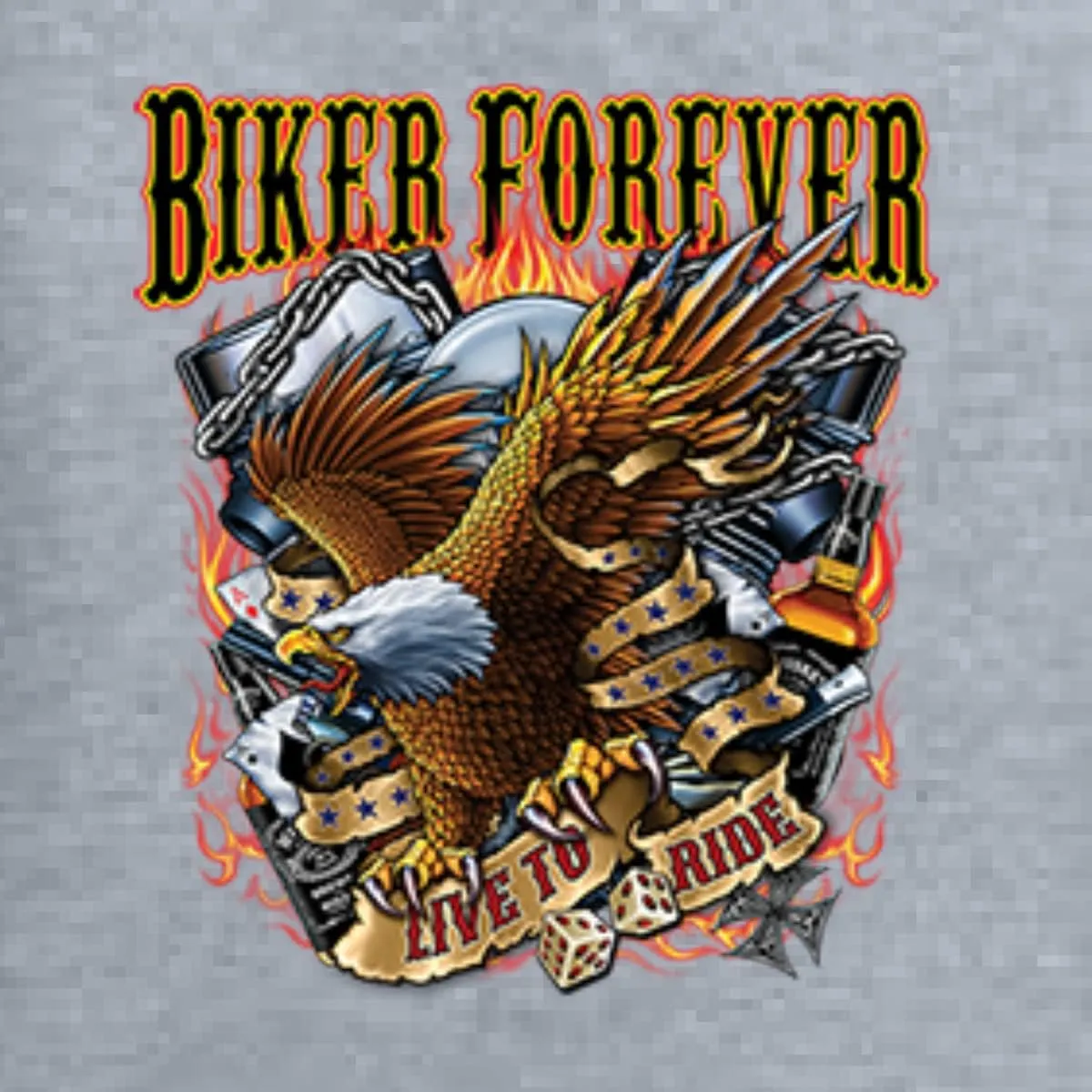 Biker Forever American Eagle Live to Ride Cars and Trucks Womens Graphic T-Shirt